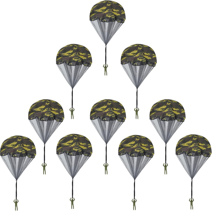 10 Pcs Parachute Toy, Camo Parachute Men Tangle Free Throwing Hand Throw Outdoor Flying Paratrooper Toy No Battery Nor Assembly Required