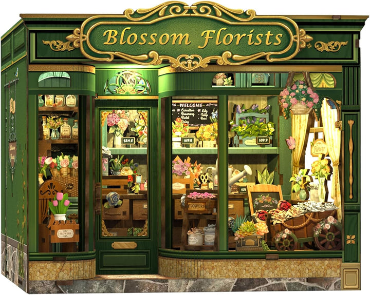 Book Nook Kit - DIY Miniature House Coffee Shop Dollhouse Kit for Adults and Teens, Booknook Tiny House Bookshelf Decor 3D Wooden Puzzle, Gifts for Family, Friends (Corner Coffee Shop)
