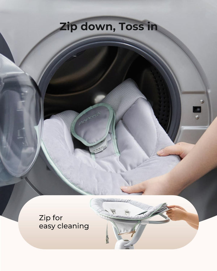 Cocosway 3D-Motion Baby Swing for Infants to Toddlers, 6 Motion Modes & 4 Speeds, 180° Rotating Seat, Remote Control, Reclining Seat with 5-Point Harness, 8 Preset Lullabies, Grey