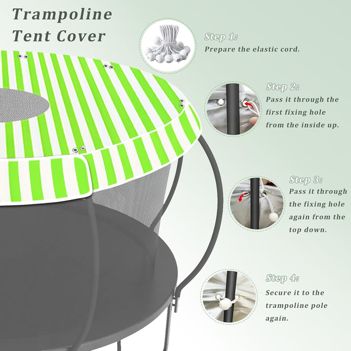 Trampoline Tent Cover for 12 Ft round Trampolines, Outdoor Anti-Uv Shade Cover with Detachable Shoe Bag,Top Replacement Cover Only