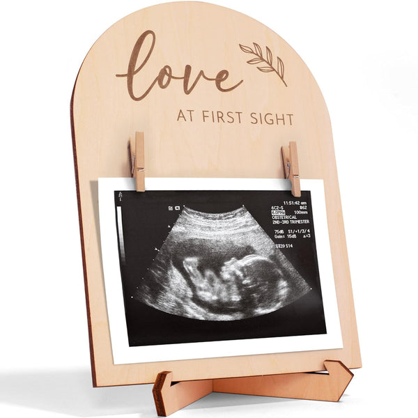Cute Wooden Ultrasound Picture Frame - Beautiful Double Sided Sign for the Announcement of Your Pregnancy or Baby'S Birth - Nursery Decor Sonogram Photo Frame & Pregnancy Gift for First Time Moms