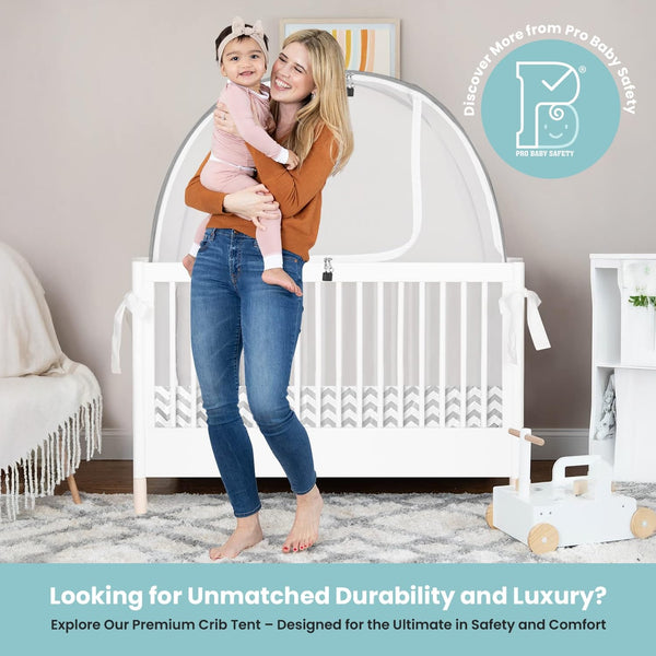 Crib Tent - Crib Net to Keep Baby In, Stop Baby from Climbing Out of Crib, Pop up Baby Crib Tent with Double Zip Strong Rods and Breathable Net Clear Visibility Easy to Install (White, Large)