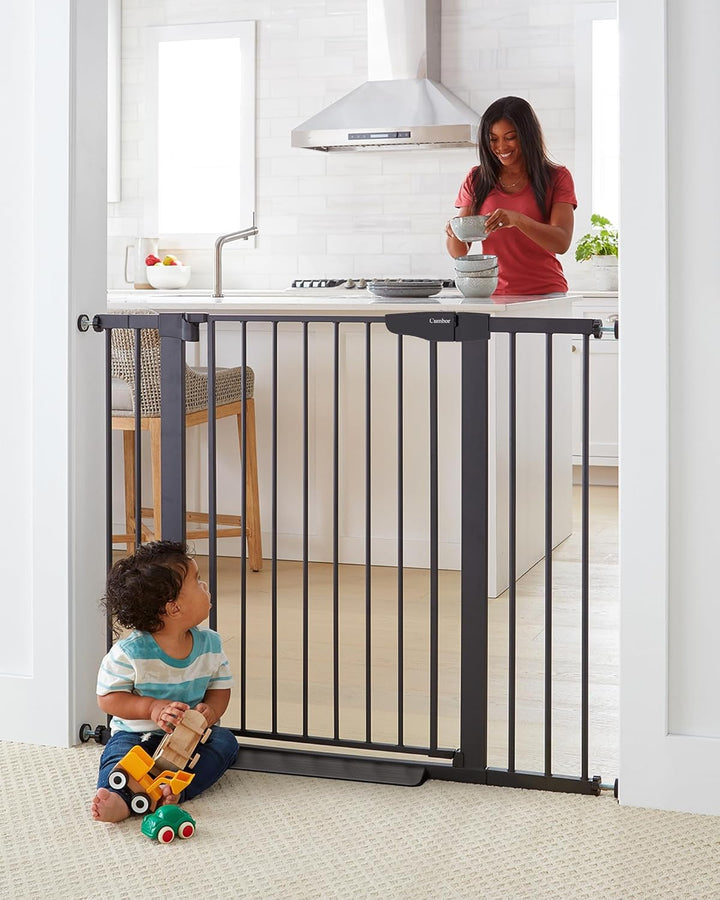 29.7-46" Baby Gate for Stairs, Toddler Safety Essentials for the House, Auto Close Dog Gate for Doorways, Mom'S Choice Awards Winner-Easy Install Pressure Mounted Pet Gates for Dogs, White