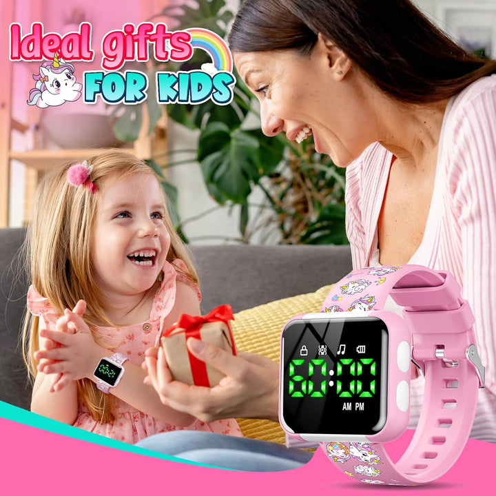 Potty Training Watch for Toddler Girls: Adjustable Volume Potty Watches for Kids Water Resistant Toilet Timer Alarm Unicorn Toddler Watch 1-3 Birthday Gifts for 2 3 4 Year Old Girl(Pink)