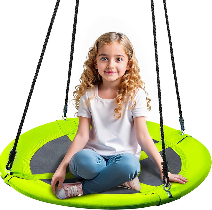 40" Saucer Tree Swing for Kids - 900Lb Weight Capacity, 900D Waterproof Oxford Fabric Platform Swing Seat with Adjustable Ropes for Kids Playground Outdoor Activity Backyard Fun (Rainbow)