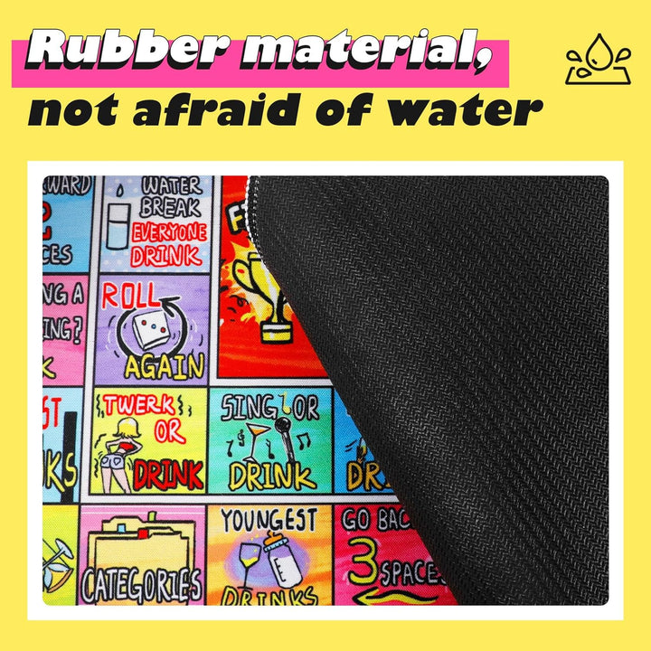 Drinking Board Game for Adults with Non-Slip Rubber Mat, Interactive Drinking Party Games for Game Night, Bachelorette, Girls Night, Birthday, Couples, Family Game Night, 2-8 Players Age 21+