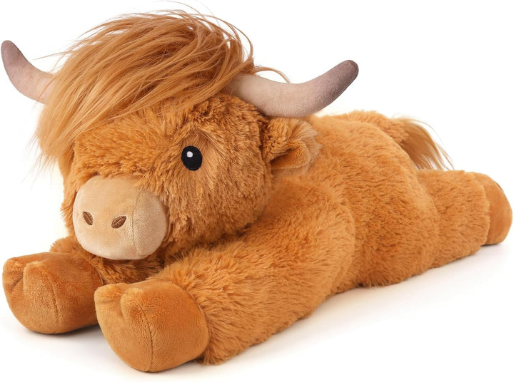 Highland Cow Stuffed Animals, Microwavable Stuffed Animals Heating Pad for Cramps, Pain Stress Relief, Heatable & Coolable Lavender Scented Cow Plush Toy for Anxiety, Women Kid Bedtime Highland Cattle