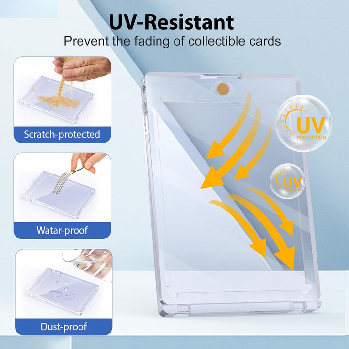 15Ct Magnetic Card Holder, 55Pt One Card Touch Holders for Trading Cards, U-V Protection Card Display Case Protectors Sleeves Hard Plastic Cover for Sports Game