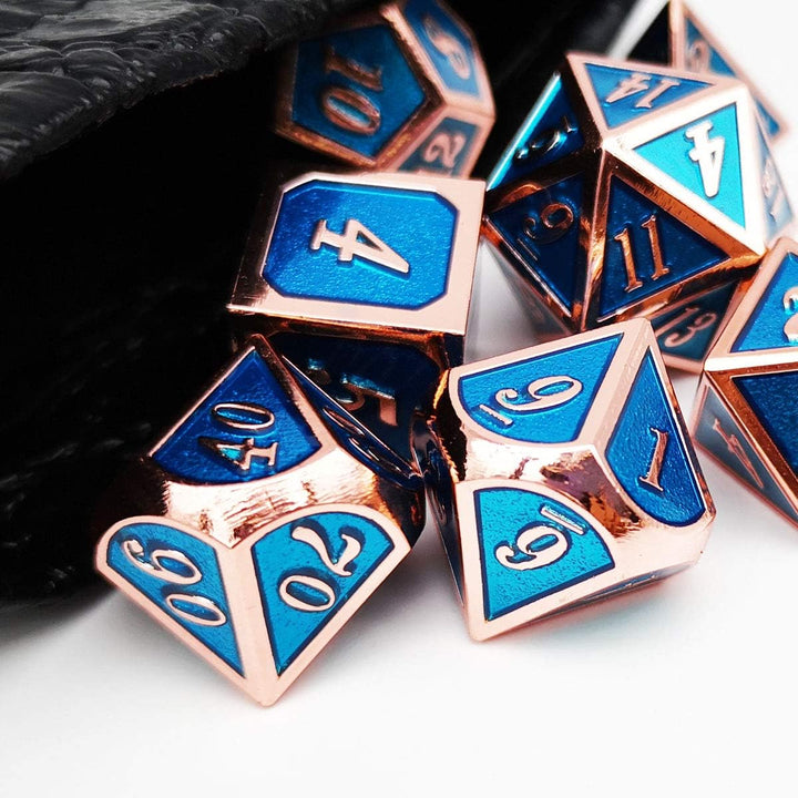 Bloodstained Metal DND Dice Set Blood Polyhedral D&D Dice Compatible with Dungeons and Dragons Gift TTRPG Antique Metal Halloween Dice