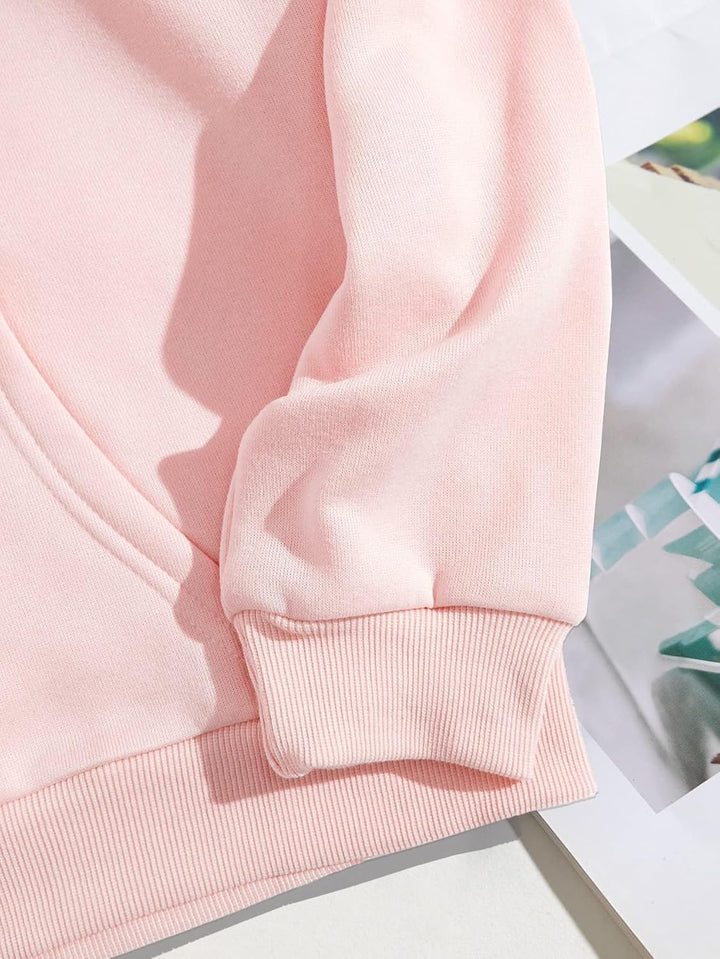Slogan Graphic Kangaroo Pocket Drawstring Thermal Hoodie