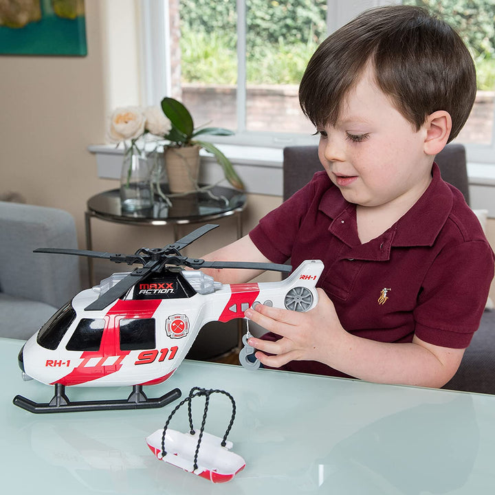 Maxx Action Large Helicopter - Lights and Sounds Vehicle with Motorized Turbine and Spinning Rotors