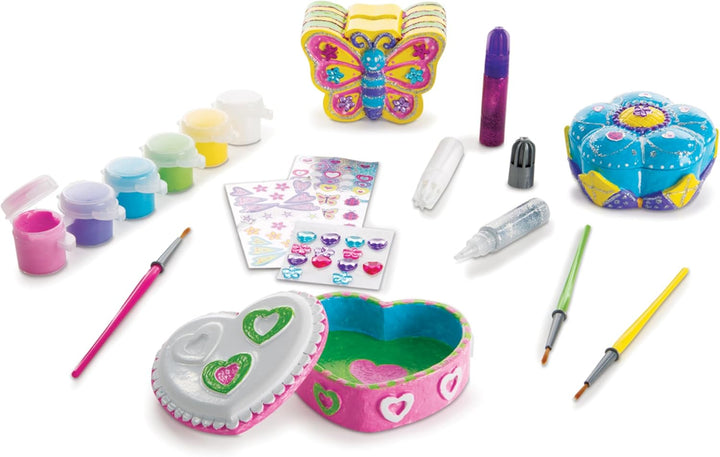 Created by Me! Favorite Things Craft Kits Set: Decorate-Your-Own Flower and Heart Treasure Boxes and Butterfly Bank