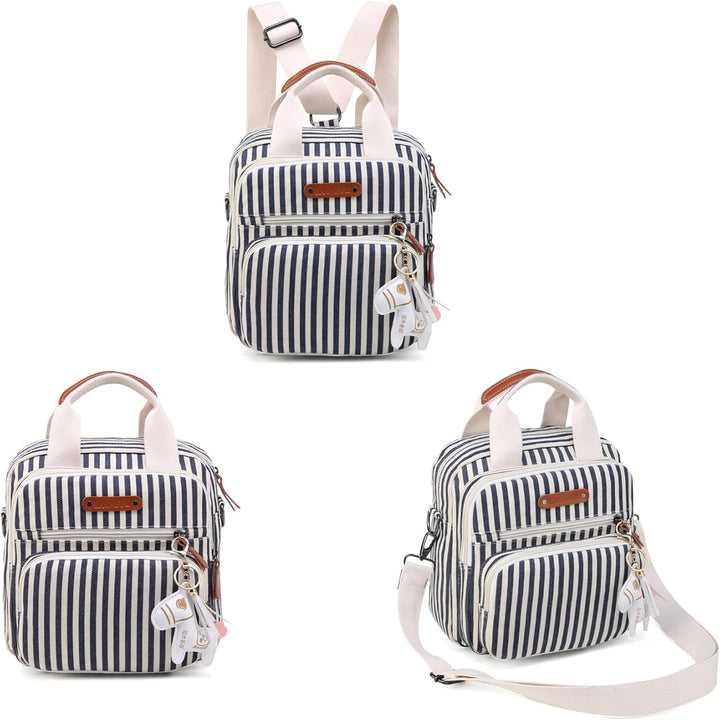 Mini Multi-Function Diaper Bag Tote Messenger Backpack-Stripes