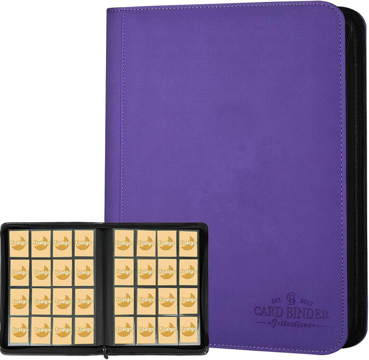 9 Pocket Card Binder, Premium Zip Trading Card Binder, 540 Double Sided Pocket PU Collection Binder, Collector Album, Card Folder for MTG, TCG, Sports Cards (Black)