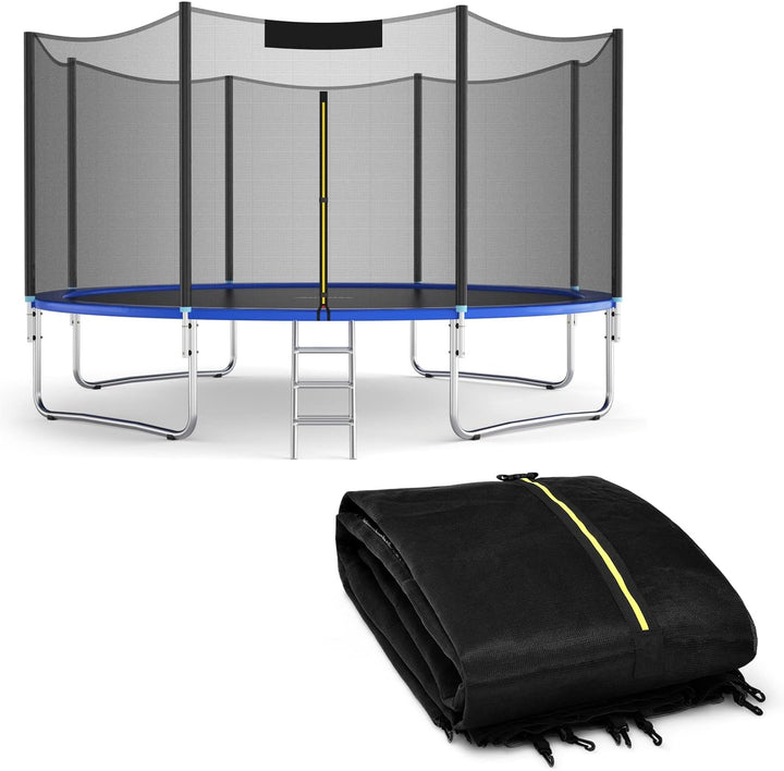 Trampoline Safety Net, 8 10 12 14 15 16Ft Weather-Resistant Replacement Enclosure Net for round Frame, with Double-Headed Zippers, Protection Buckles & Enhanced Hook, Poles Not Included