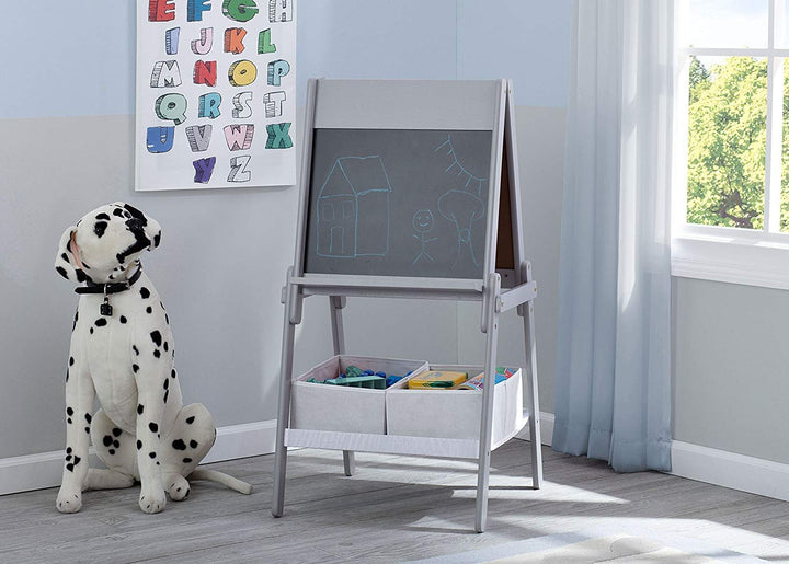 Mysize Kids Double-Sided Storage Easel -Ideal for Arts & Crafts, Drawing, Homeschooling and More - Greenguard Gold Certified, Grey