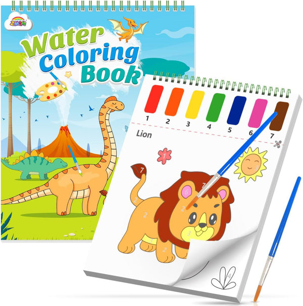 Paint with Water Coloring Books for Toddlers, Mess Free Watercolor Painting Sets Activity for Kids Arts Crafts Gift Toy for Boy Girl Age 4 5 6 7 8 Christmas Stocking Stuffers Birthday (Dinosaurs)