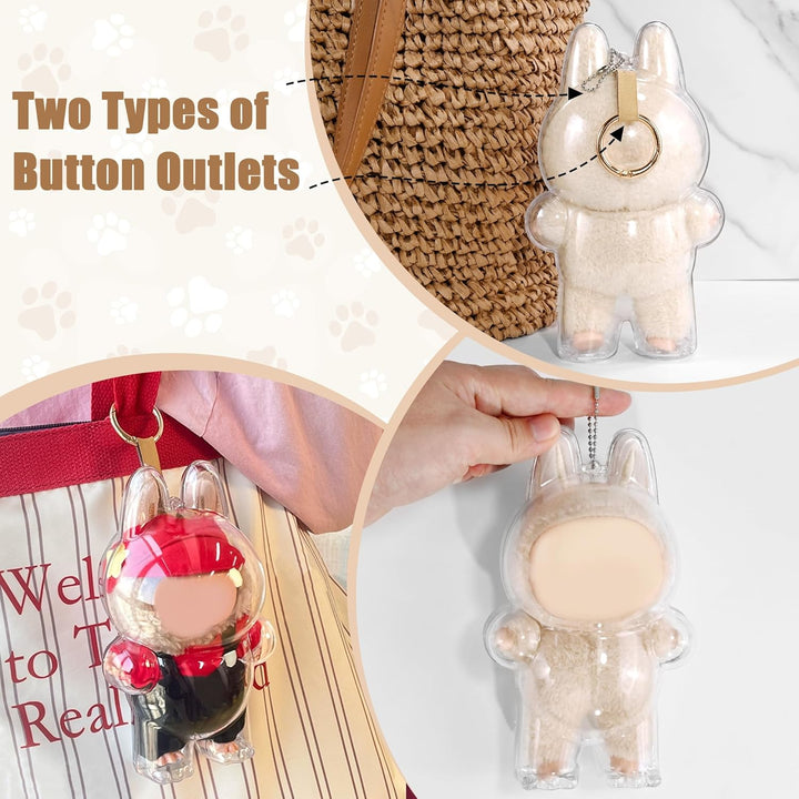 Protective Case for LABUBU, High Clear Case Cover for Labubu Doll, Acrylic Display Box with Keychains (Doll Not Include)