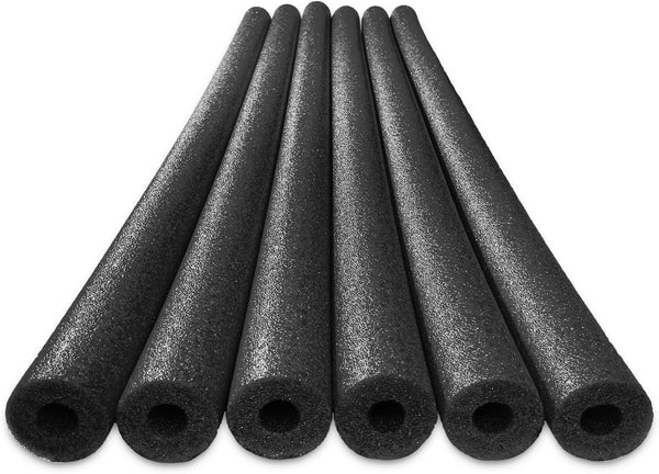 6 Pack Black Foam Pool Noodles – 48” X 2.5” Hollow Core – Extra Dense, Durable