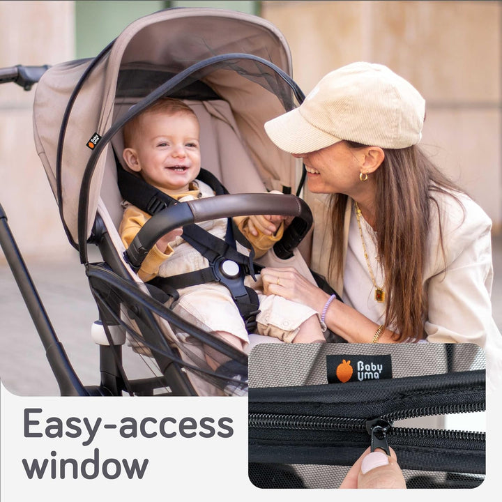 Baby Mosquito Net for Stroller - Universal Stroller Mosquito Net Cover, Breathable & Tear-Resistant 3D Mesh Insect Netting with Zip-Up Window (+ Travel Bag)