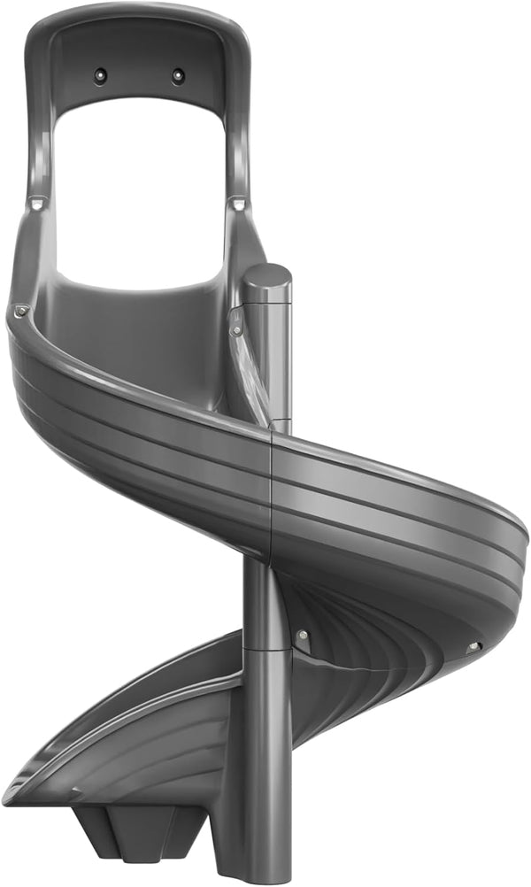 Playground Slide for Kids - Big Spiral Outdoor Slide Attachment for Treehouse or Deck - Plastic Playset Slide for Playground or Backyard with Open Twisty Design - Exit Right - 5 Ft - Gray