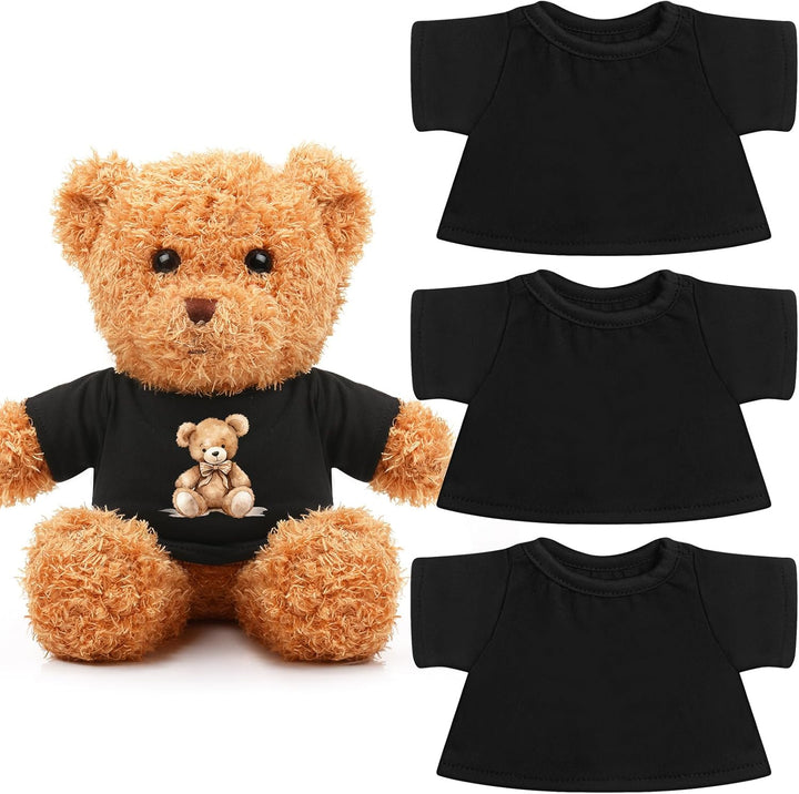 3 Pcs Sublimation Stuffed Animal Shirt Fit 8-12 Inch Blank Stuffed Bear Clothes Plush Bear Tshirts Tee Shirt for DIY Make Unique Stuffed Doll Outfit