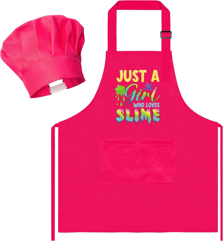 2 Pcs Kid Apron and Chef Hat Set, Adjustable Children Blue Kitchen Apron Cooking Baking Painting and Training Kits Dress up Role Play Chef Toy Kid Funny Cooking Gift New Year