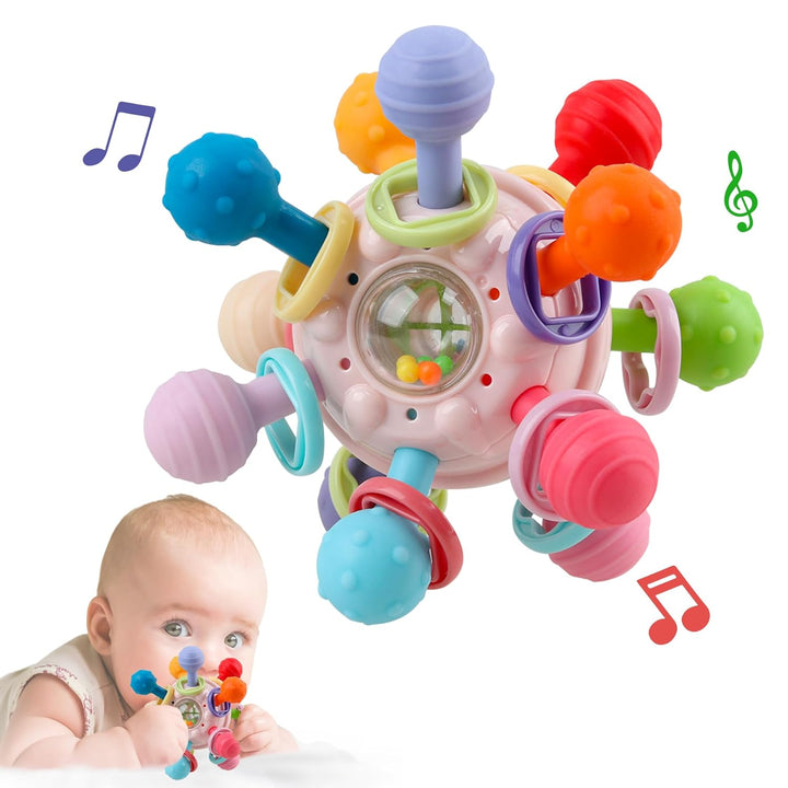 Baby Sensory Teething Toys - Baby Teether & Rattle - Gifts for Infant Newborn Boys Girls 0 3 6 9 12 18 Months - Toddler Montessori Educational Learning Toys