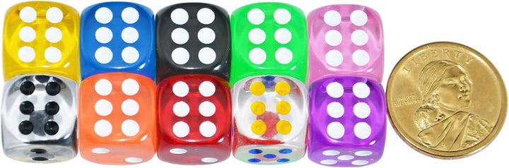 10-Pack D6 Six Sided 16Mm Transparent Dice Die for DND, MTG, RPG, Tenzi, Yahtze, Bunco, Table Borad Games, Math Teaching