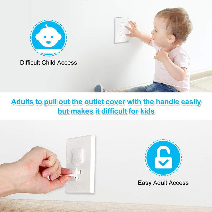 Mom'S Choice Gold Awards Winner - Outlet Covers with Hidden Pull Handle Baby Proofing Plug Covers (45 Pack) 3-Prong Child Safety Socket Covers Electrical Outlet Protectors Kid Proof Outlet Cap