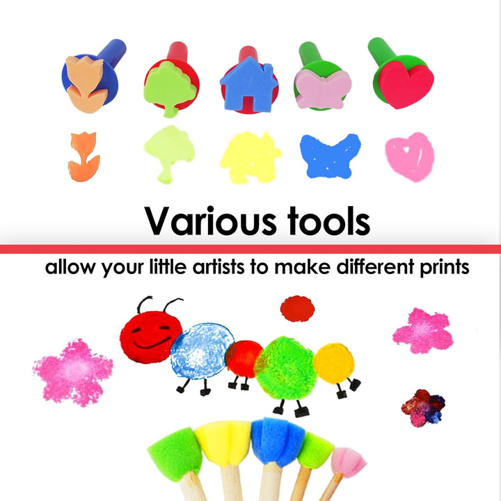 Kids Washable Finger Paint Set, 25 PCS Non Toxic Art Painting Supplies for Baby, Includes Finger Paint Paper Roll, Brush Set, Arts Crafts for Toddlers Age 1-3