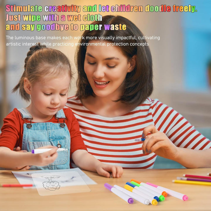 Led Note Board with Colors, Light up Acrylic Message Board, Glowing Acrylic Dry Erase Board with Light, Led Boards to Write On, Led Writing Board Led Drawing Board (Large 11.8 * 7.9 Inches)