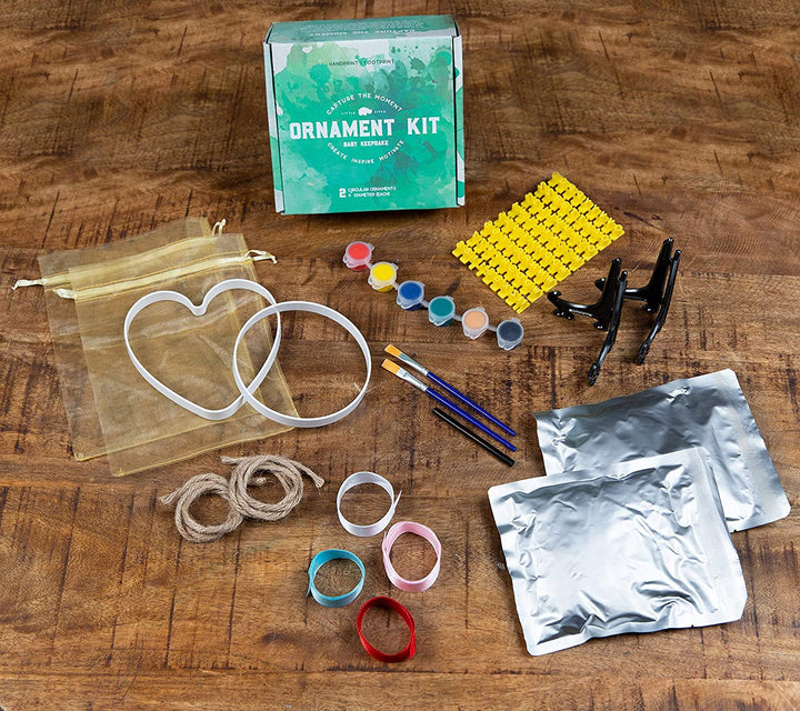 Baby Ornament Keepsake Kit (Newborn Bundle) - 2 Easels, 4 Ribbons & Letters! Handprint and Footprint Clay Casting Kit for Baby Shower Gifts, Boys & Girls