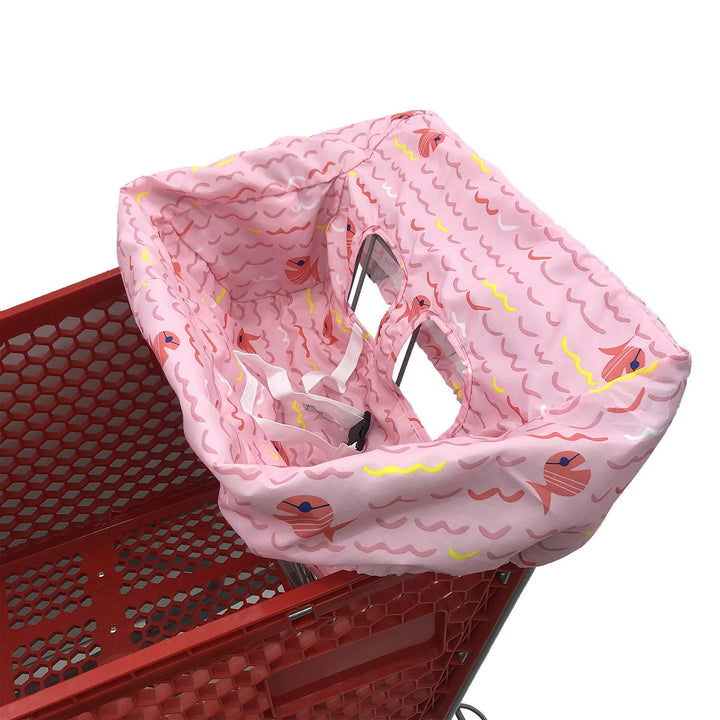 Portable Shopping Cart Cover, High Chair and Grocery Cart Covers for Babies, Kids, Infants & Toddlers, Attached Carry Bag (Gray Chevron)