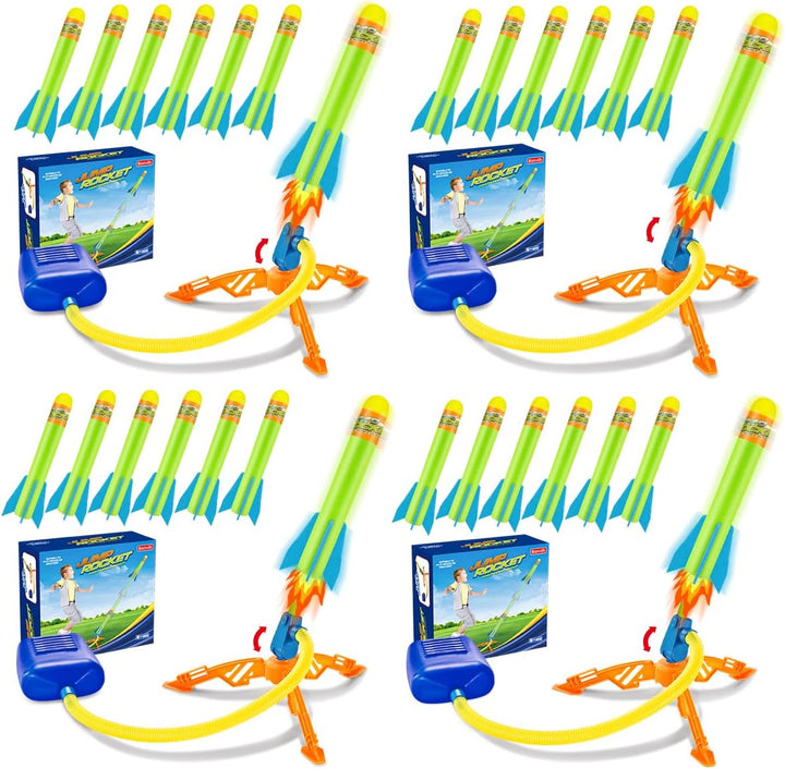 Toys Rocket Launcher for Kids, Outdoor Summer Toys Games for Ages 3 4 5 6 7 8+ Years Old, Toddler Boys Birthday Gifts, 6 Foam Air Rockets, Launch up to 120+Ft