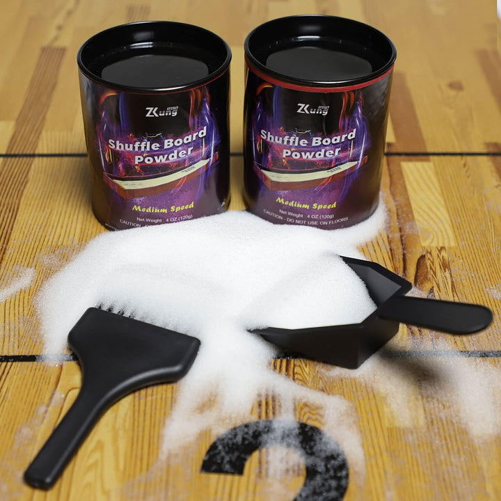 Shuffleboard Pucks and Sand Set - 2 1/8" Table Pucks with 2 Cans Wax, Mini Brush and Dustpan