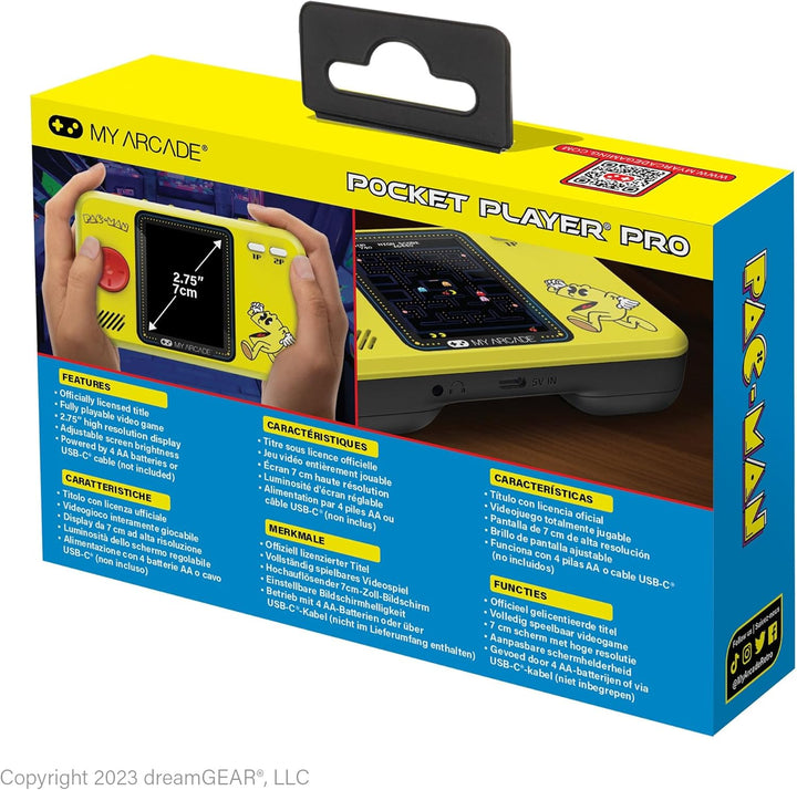 Pac-Man Pocket Player Pro: 2.75" Color Display, Retro Gaming Consoles, Arcade Classics, Family Game Night, Retro Mini