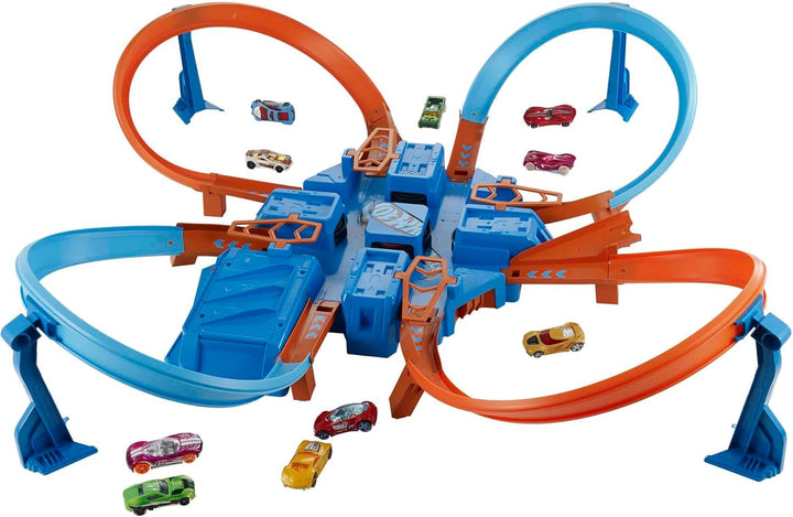 Toy Car Track Set, Criss Cross Crash with 1:64 Scale Vehicle, Powered by a Motorized Booster (Amazon Exclusive)