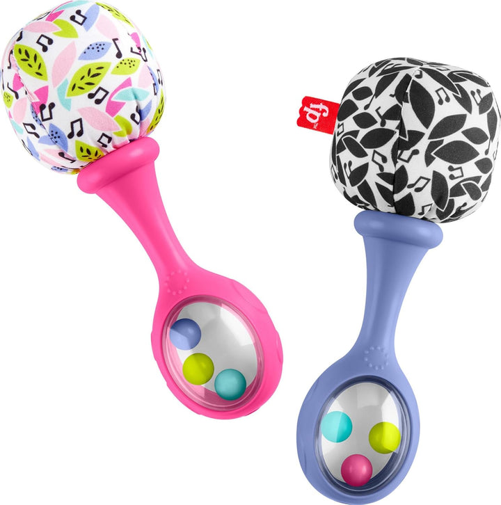 Newborn Toys Rattle ‘N Rock Maracas, 2 Soft Musical Instruments for Developmental Play Babies Ages 3+ Months, Pink & Purple