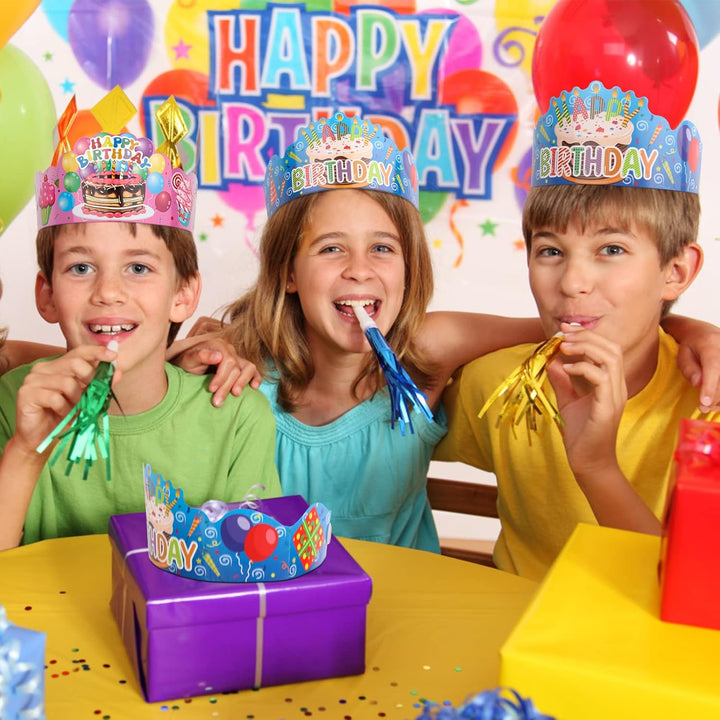 30 Pcs Birthday Crowns for Classroom Party Hats Birthday Hats for Kids Happy Birthday Hat Paper Crowns School Birthday Crown