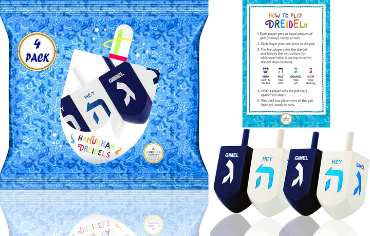 Let'S Play the Hanukkah Game Extra Large Blue & White Wood Dreidels 2-Pack XL
