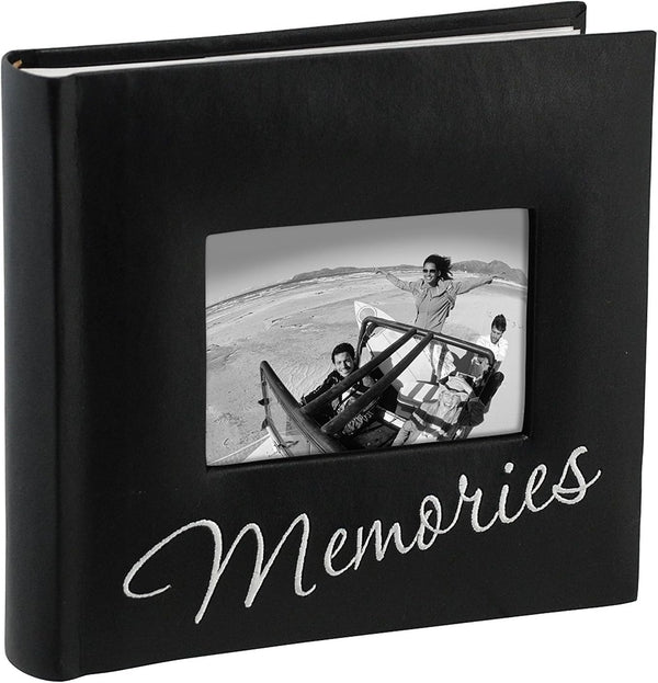International Designs Memories Cursive 2-Up with Memo Space Photo Album, 160-4X6, Black