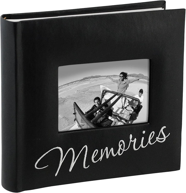 International Designs Memories Cursive 2-Up with Memo Space Photo Album, 160-4X6, Black