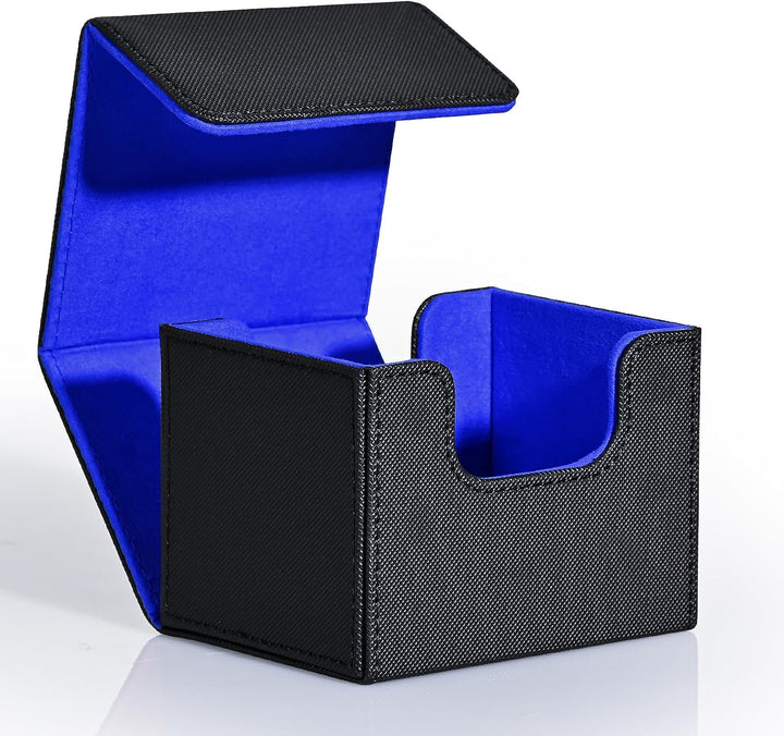 Card Deck Box for Trading Cards, MTG Commander Deck Box Holds 120+ Single Sleeved Cards, Leather Magnetic Card Storage Box Fits for TCG CCG Magic Cards (Black)