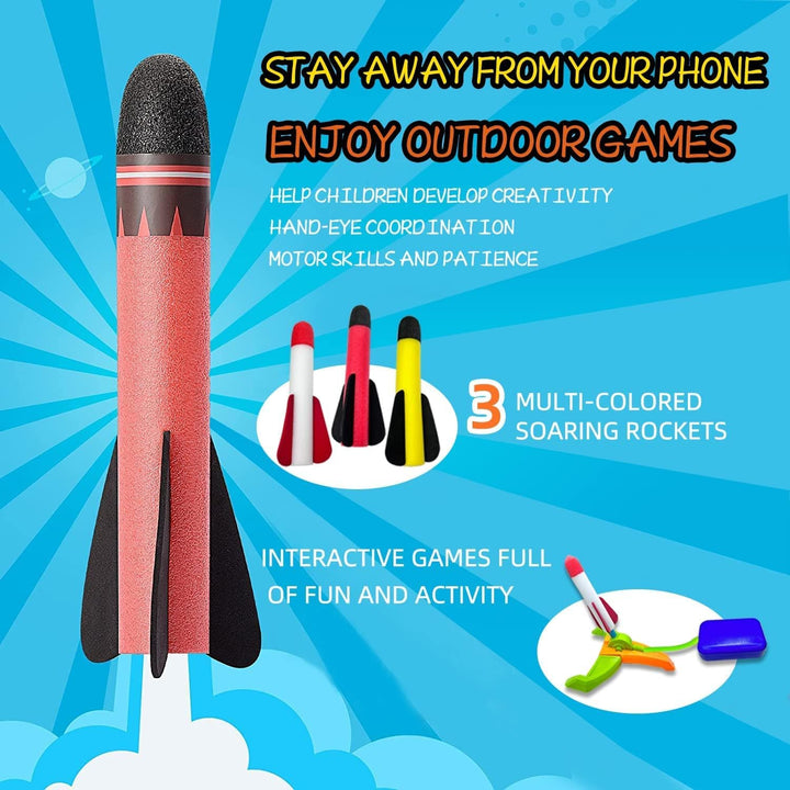 Foam Rocket Launcher for Kids Age 3 4 5 6 7 8+, Fun Catapult Rocket Toys Boys Toys Age 3-12 Girls Gift Rocket Kids Outdoor Toy