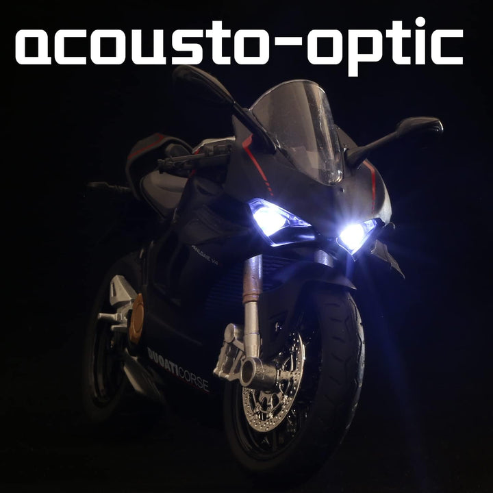 Die Cast Motorcycle Model for Ducati V4, Realistic Motorcycle Model, 1:12 Scale Kids Moto Toy or Collection, Boyfriend,Young Peoples Gift(Black)
