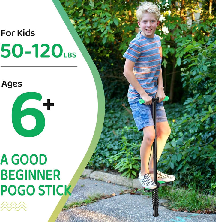 Pogo Stick for Kids Age 6 and Up, Suitable for 50-120 Lbs, Pogo Stick with Easy Grip Handle & Non-Slip Peg for Beginner Exercise Balance, Great Gift for Boys and Girls