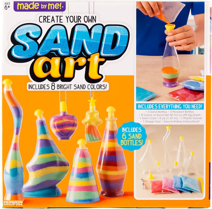 Create Your Own Underwater Sand Art, Includes 6 Ocean-Themed Bottles, 8 Sand Colors, Glitter, & Funnel, Great Staycation or Group Activity, Party Idea, DIY Sand Art for Kids Ages 6, 7, 8, 9
