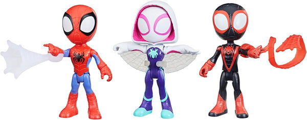 3-Pack, 4-Inch Scale Marvel Action Figures, Includes 3 Figures and 3 Accessories, Spider-Man, Ghost-Spider & Miles Morales (Amazon Exclusive)