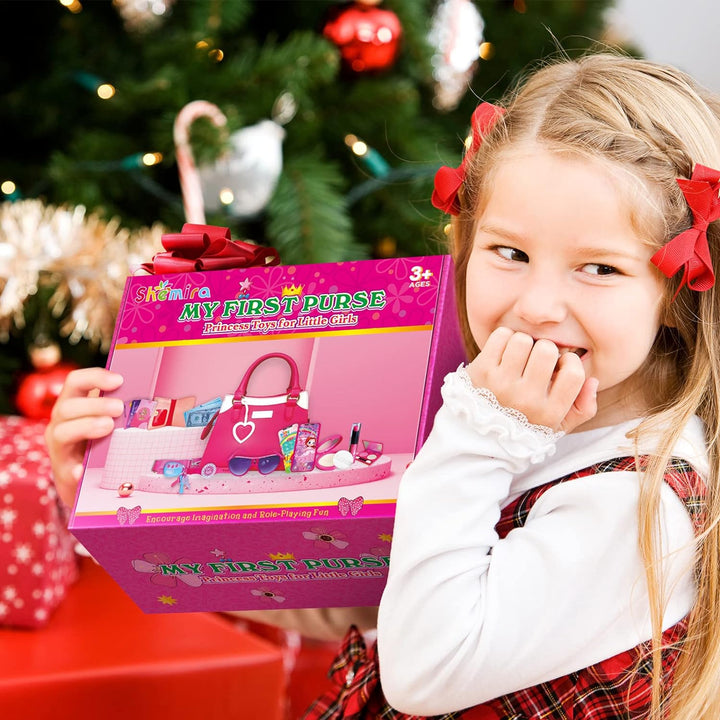 Play Purse for Little Girls, Princess Pretend Toys for Girls 3 4 5 6 7 8 Years Old, Christmas & Birthday Gift for Kids Age 3-5 4-6 6-8, Toddler Purse with Accessories, Kids Toy Purse,Pink